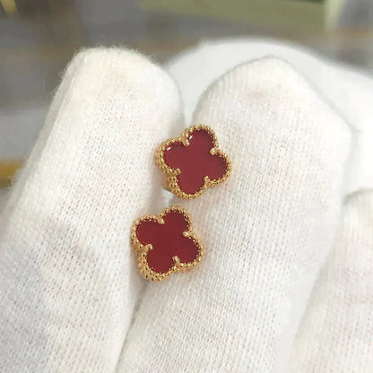 [Love Lucky]CLOVER MINI 9.5MM CARNELIAN EARRINGS