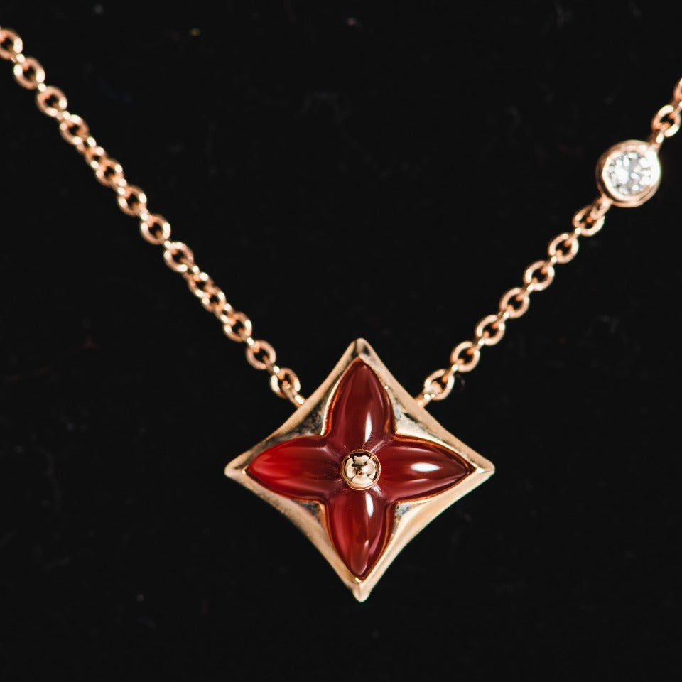 [Love Lucky]STAR NECKLACE PINK GOLD 1 DIAMOND
