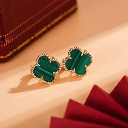 [Love Lucky]CLOVER MEDIUM 1 MOTIFS MALACHITE  EARRINGS
