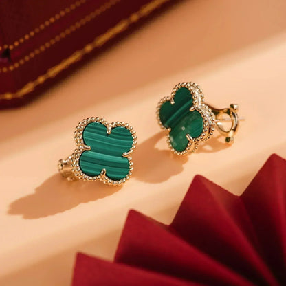 [Love Lucky]CLOVER MEDIUM 1 MOTIFS MALACHITE  EARRINGS