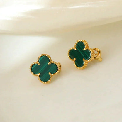 [Love Lucky]CLOVER MEDIUM 1 MOTIFS MALACHITE  EARRINGS