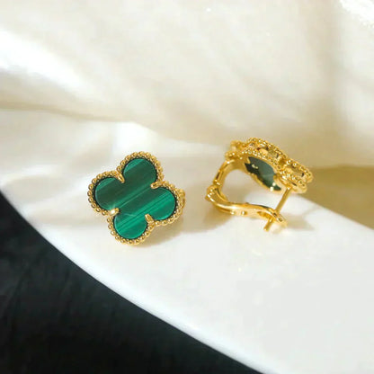 [Love Lucky]CLOVER MEDIUM 1 MOTIFS MALACHITE  EARRINGS