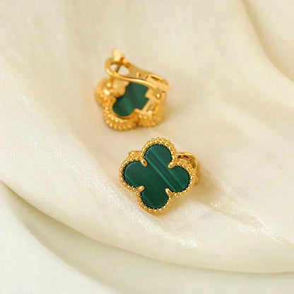 [Love Lucky]CLOVER MEDIUM 1 MOTIFS MALACHITE  EARRINGS
