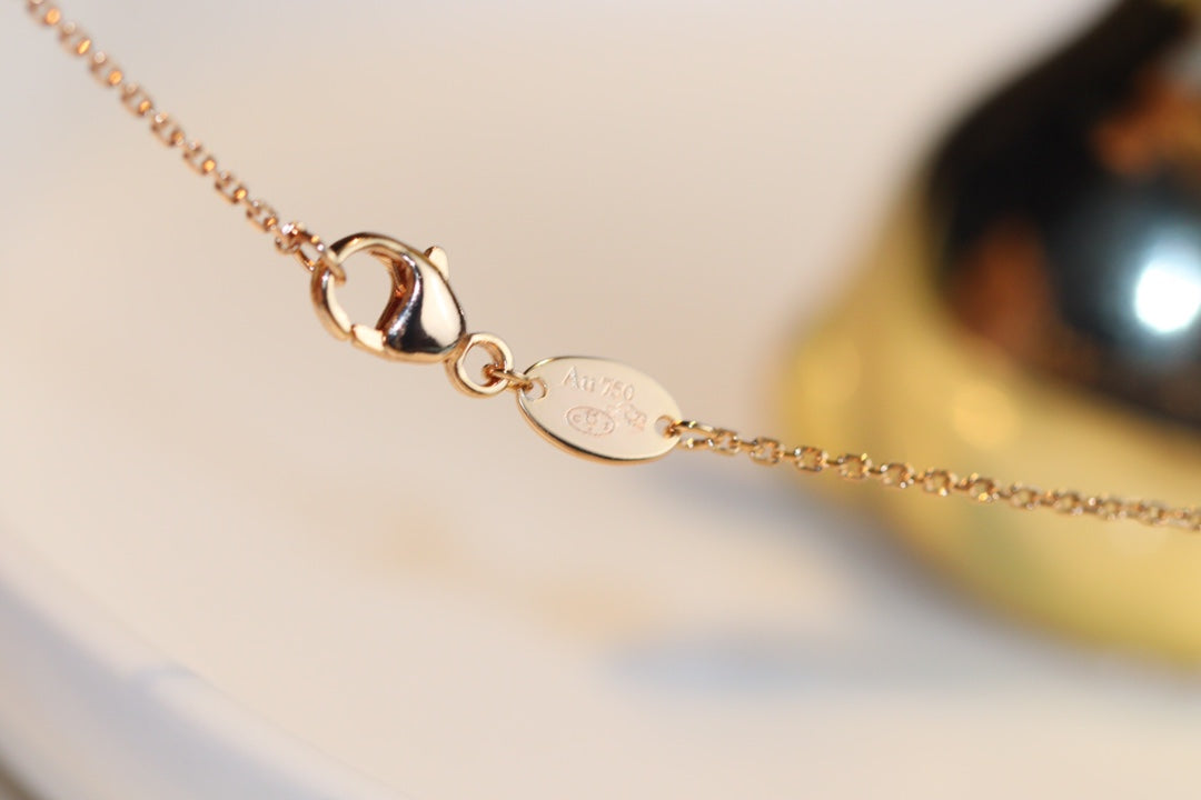 [Love Lucky]JEUX MALACHITE 1 DIAMOND PINK GOLD NECKLACE