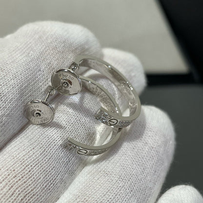 [Love Lucky]LOVE DIAMOND SILVER HOOP EARRINGS