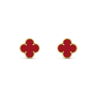 [Love Lucky]CLOVER MINI 9.5MM CARNELIAN EARRINGS