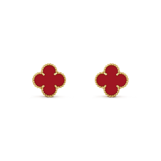 [Love Lucky]CLOVER MINI 9.5MM CARNELIAN EARRINGS
