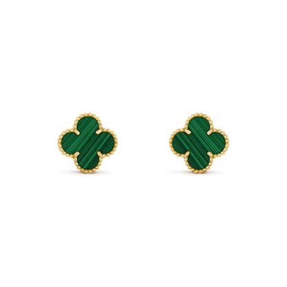 [Love Lucky]CLOVER MEDIUM 1 MOTIFS MALACHITE  EARRINGS
