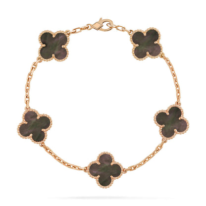 [Love Lucky]CLOVER 5 MOTIF GRAY MOP  BRACELET
