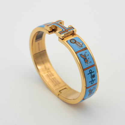 [Love Lucky]H PINK GOLD BRACELET BLUE CERAMIC