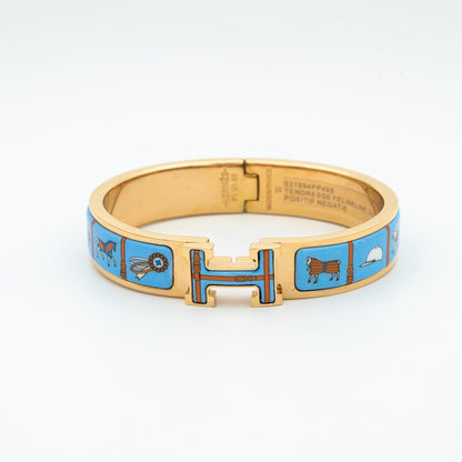 [Love Lucky]H PINK GOLD BRACELET BLUE CERAMIC