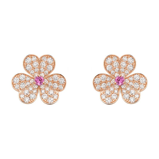[Love Lucky]FRIVOLE PINK GOLD FLOWER DIAMOND EARRINGS