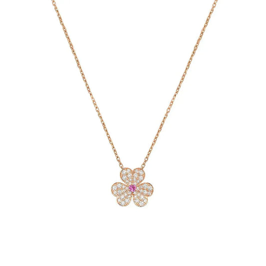 [Love Lucky]FRIVOLE ROSE GOLD FLOWER DIAMOND NECKLACE
