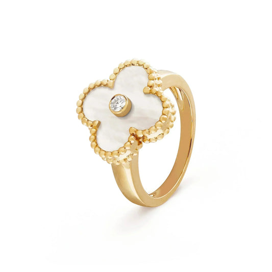 [Love Lucky]CLOVER PINK MOP RING GOLD DIAMOND